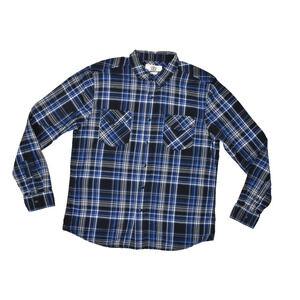 Roebuck & Co. Men's Pearl Snap Shirt Regular Size L Blue Plaid Long Sleeve Weste